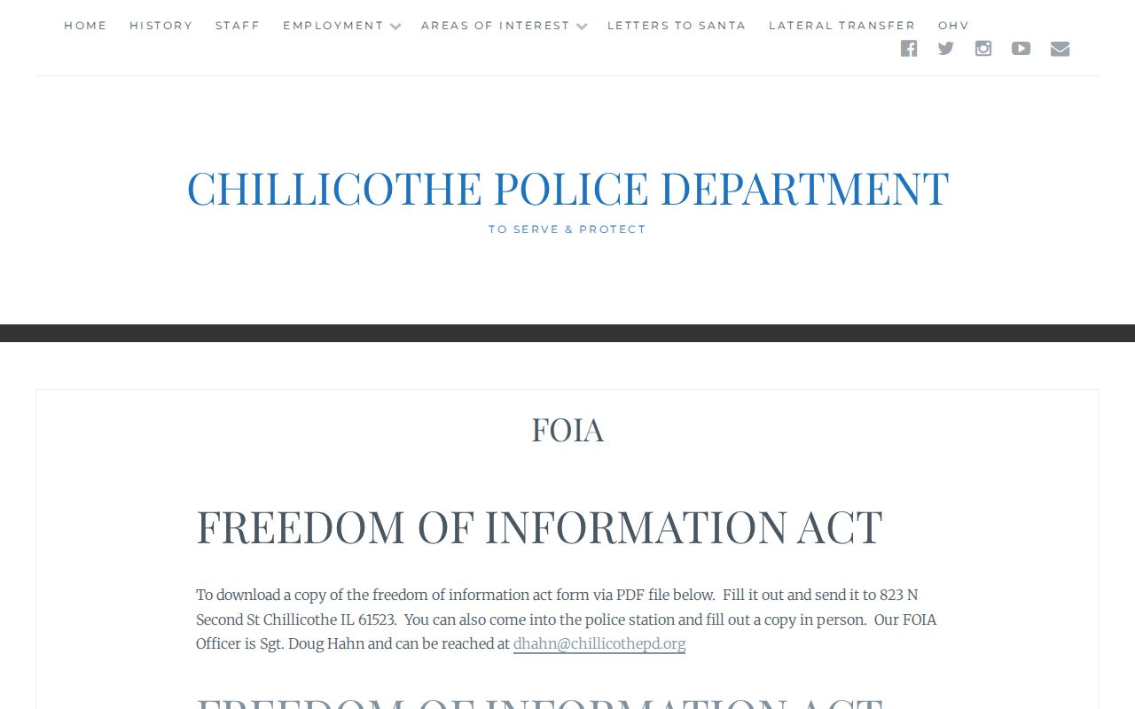 Chillicothe recent arrest records FOIA request page