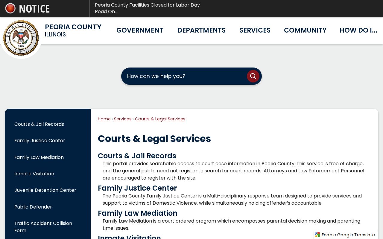 Peoria County court disposition search after an arrest